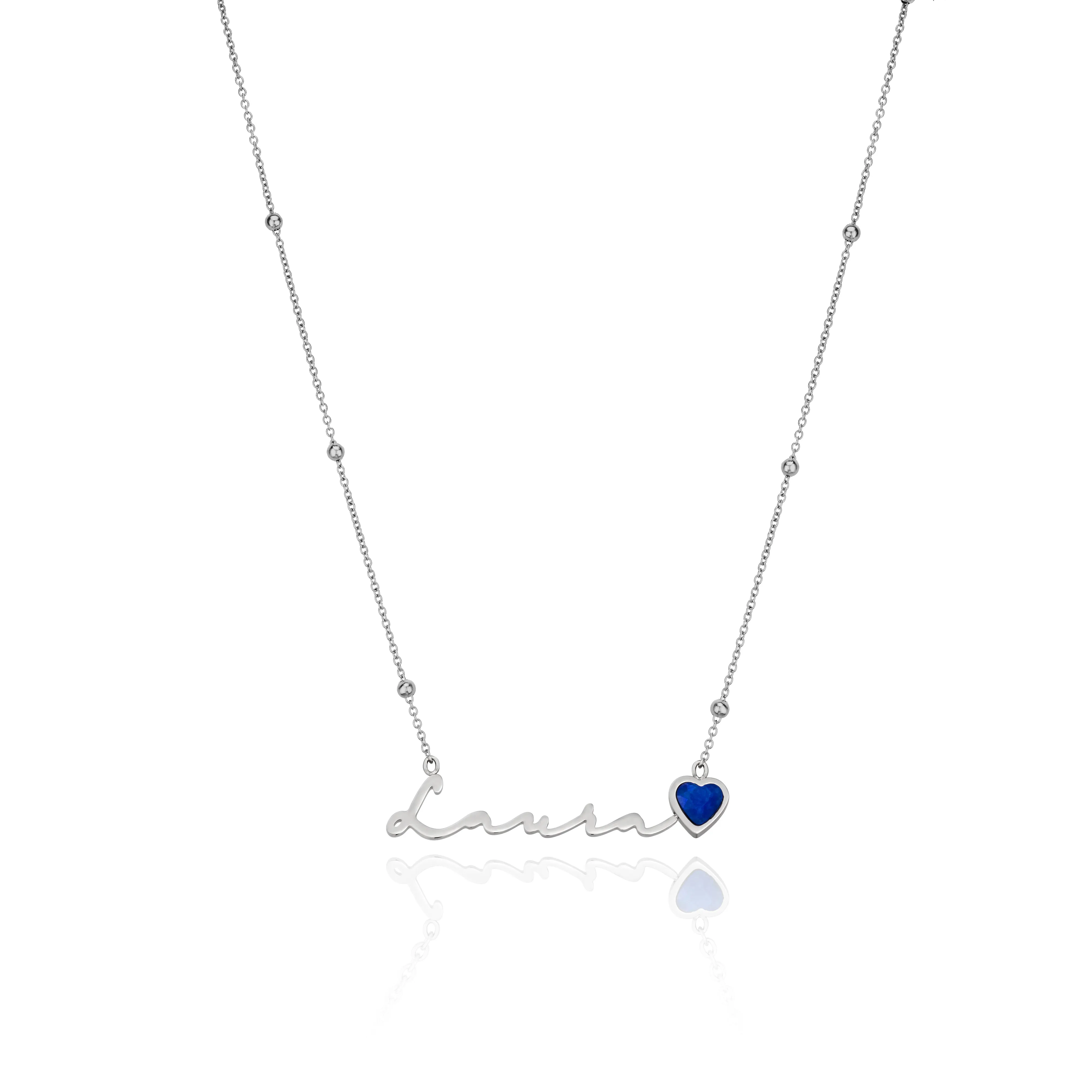 Birthstone Signature Name Necklace (Silver) sold by Abbott Lyon