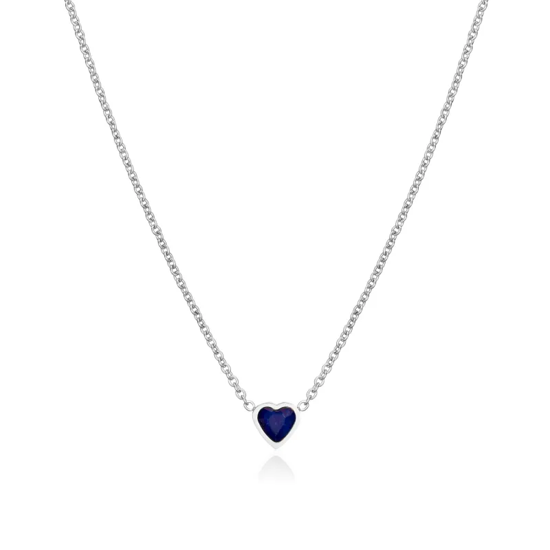 Mini Heart Birthstone Necklace (Silver) sold by Abbott Lyon