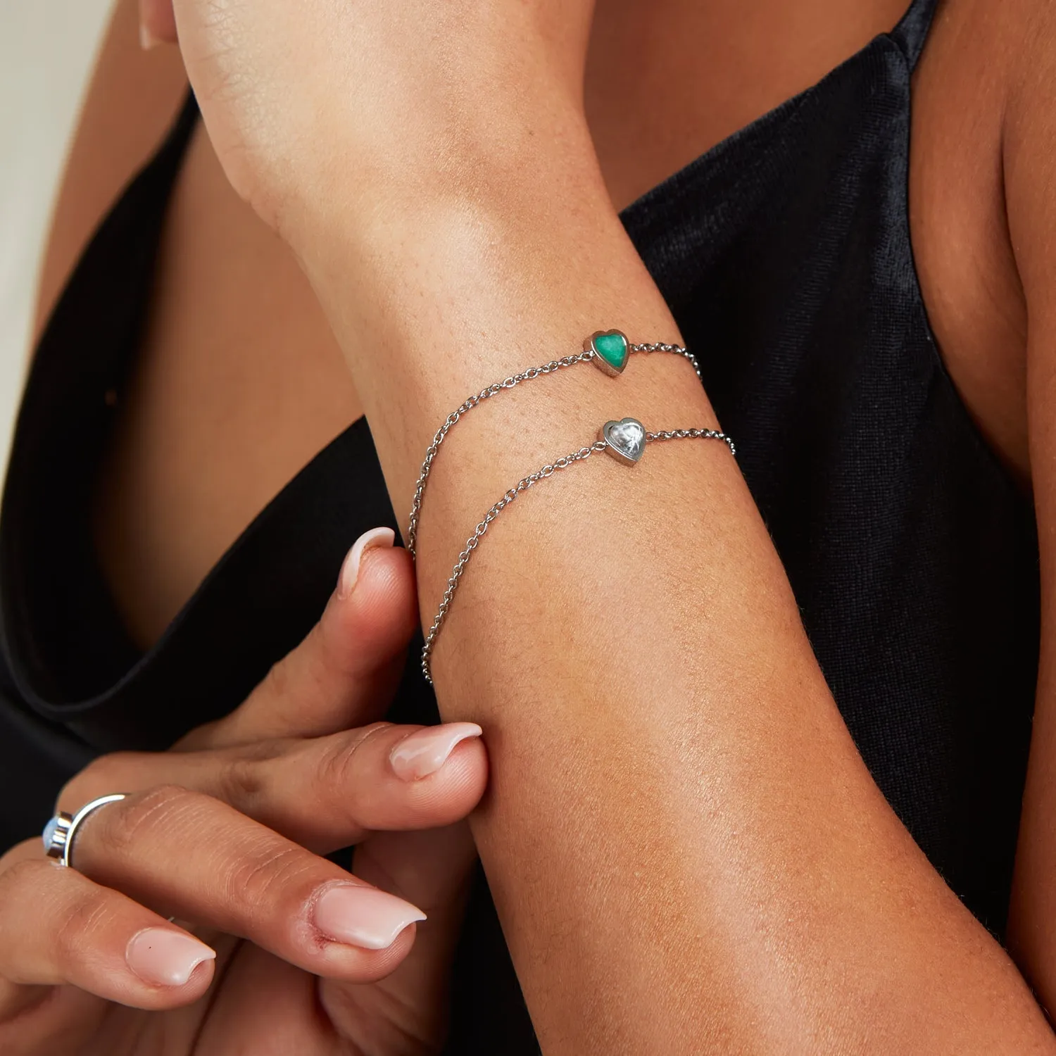 Mini Heart Birthstone Bracelet (Silver) sold by Abbott Lyon product image thumbnail 3