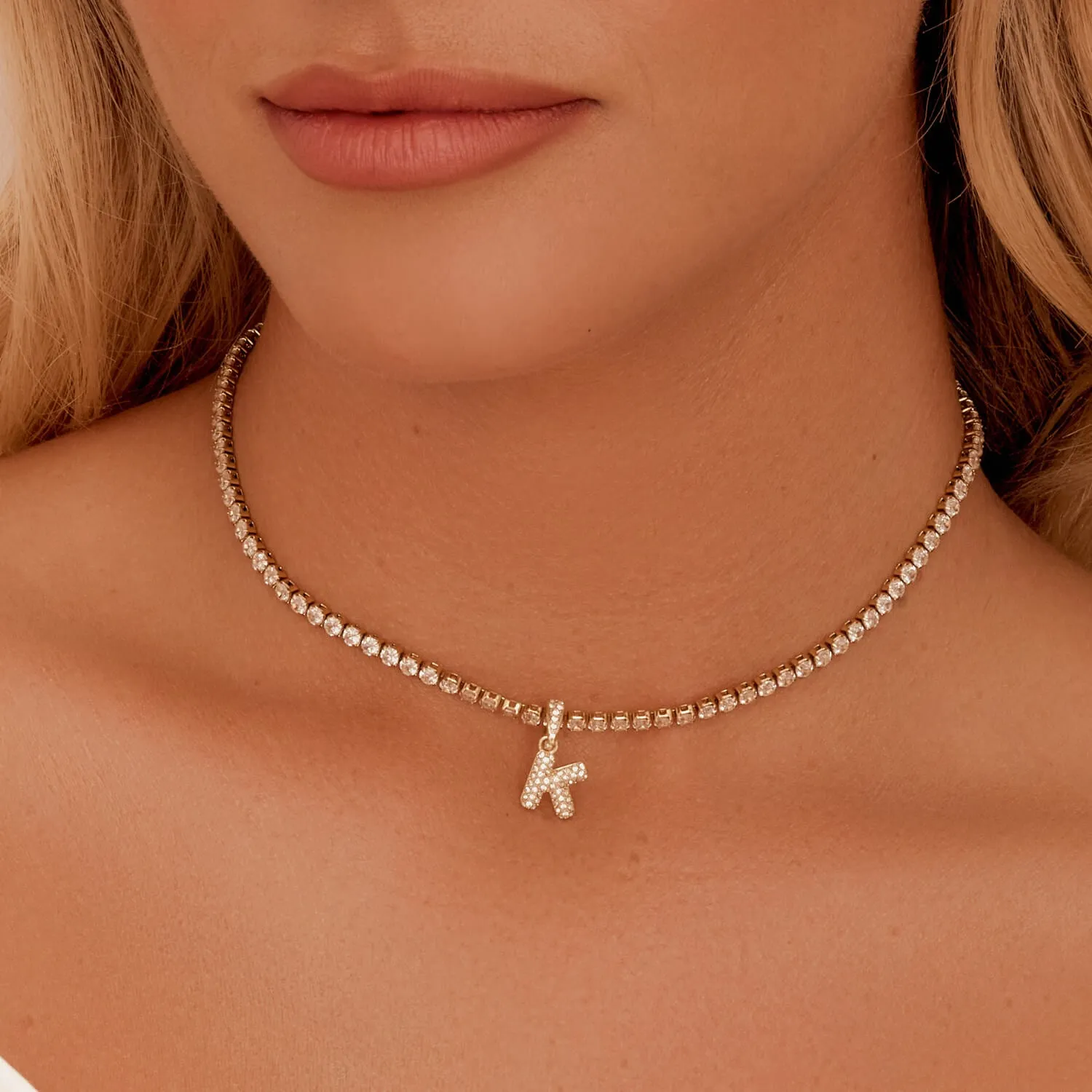 Bubble Initial Tennis Necklace (Gold) sold by Abbott Lyon product image thumbnail 2