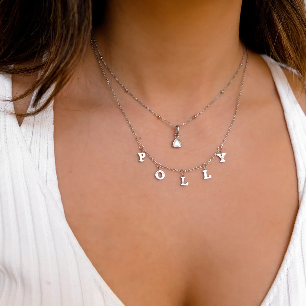 Mini Hanging Letter Name Necklace (Silver) sold by Abbott Lyon product image thumbnail 2