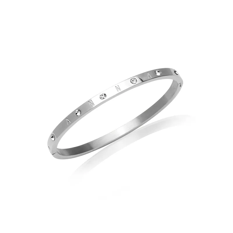 Custom Crystal Name Bangle (Silver) sold by Abbott Lyon