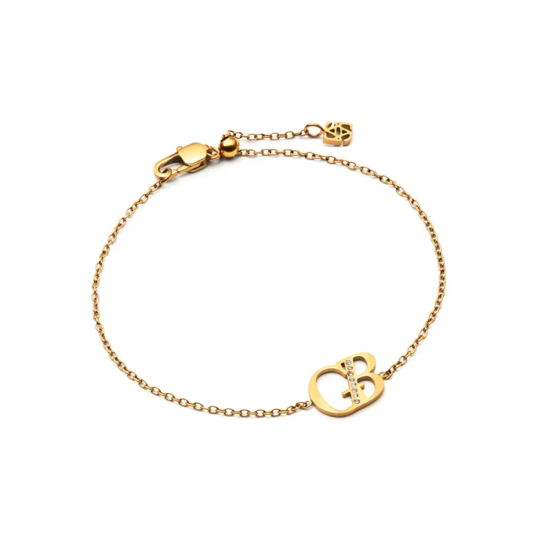 Double Initial Crystal Bracelet (Gold) sold by Abbott Lyon