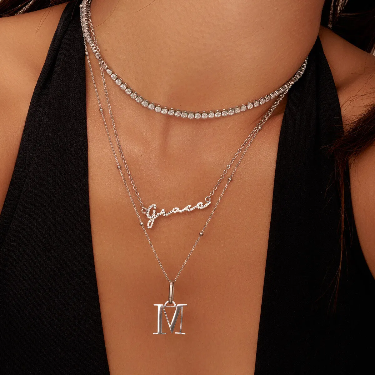 Crystal Signature Name Necklace (Silver) sold by Abbott Lyon product image thumbnail 5