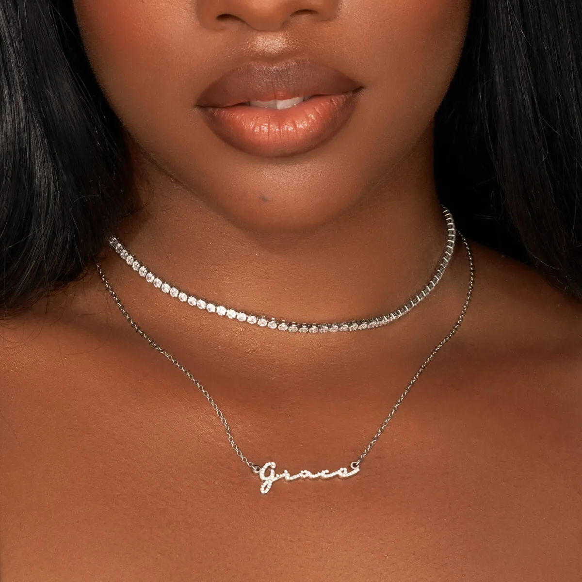 Crystal Signature Name Necklace (Silver) sold by Abbott Lyon product image thumbnail 4