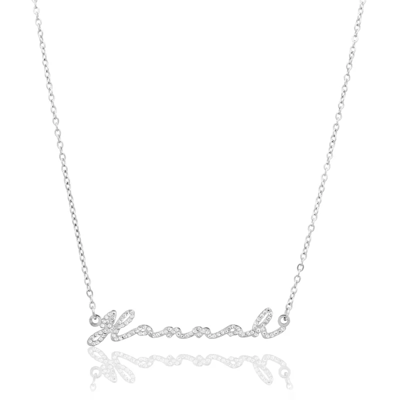 Crystal Signature Name Necklace (Silver) made by Abbott Lyon