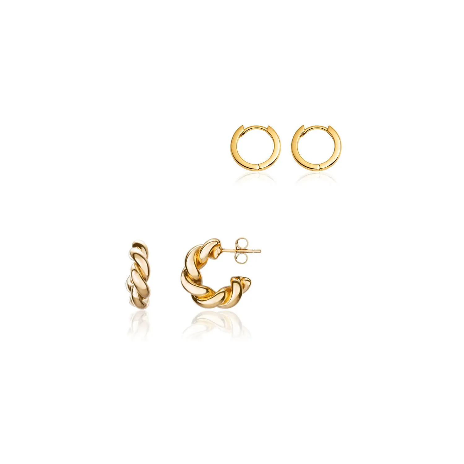Twisted Huggie Set (Gold) sold by Abbott Lyon