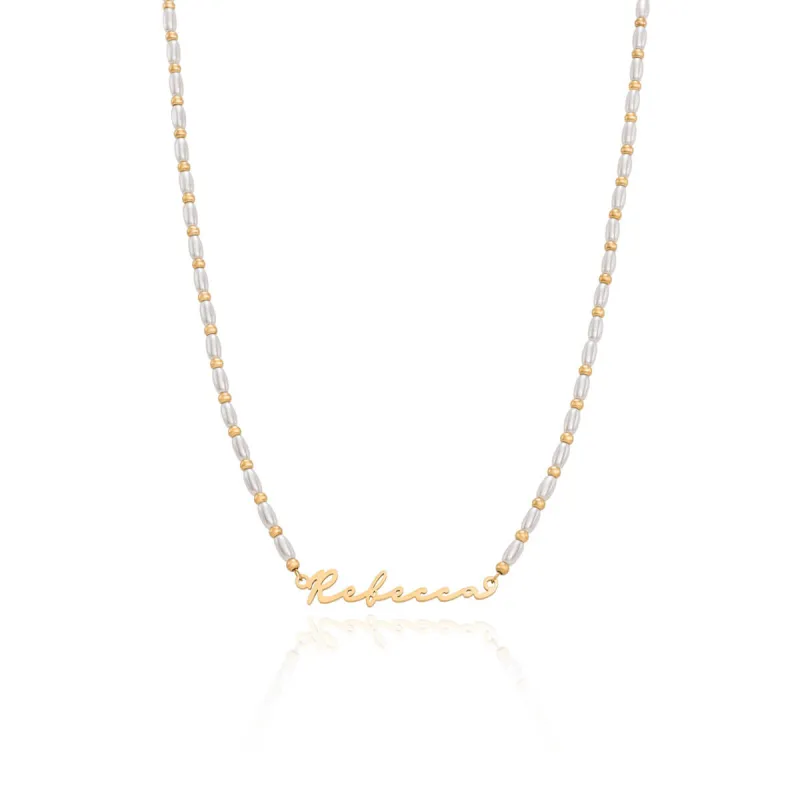 Pearl Chain Signature Name Necklace (Gold) sold by Abbott Lyon