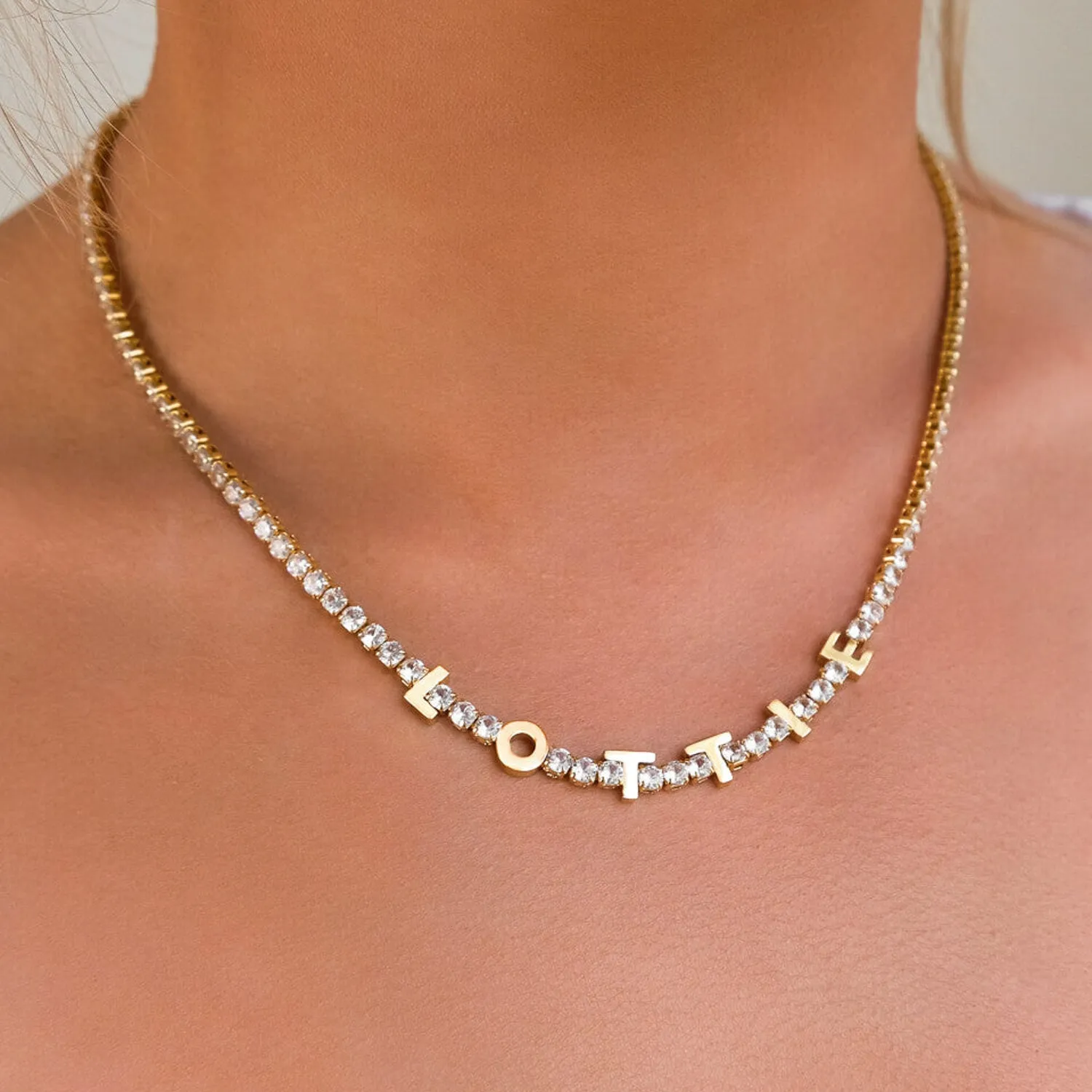 Custom Name Tennis Necklace (Gold) sold by Abbott Lyon product image thumbnail 2