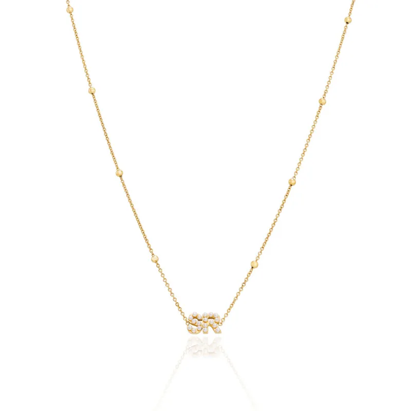 Pearl Initials Sphere Chain Necklace (Gold) sold by Abbott Lyon