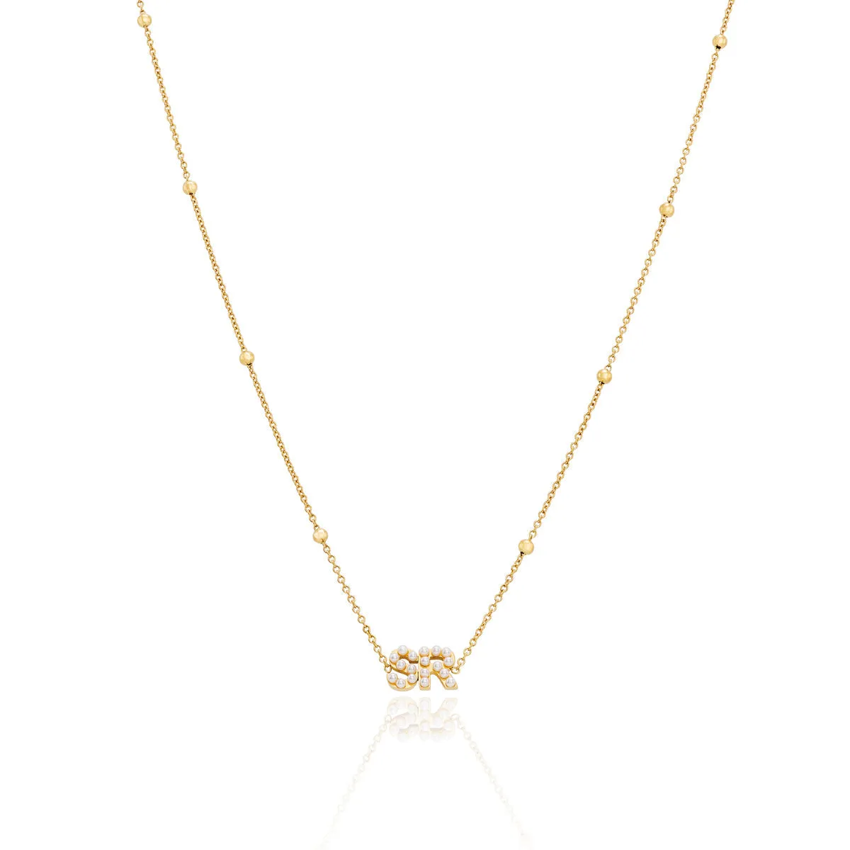 Pearl Initials Sphere Chain Necklace (Gold) sold by Abbott Lyon