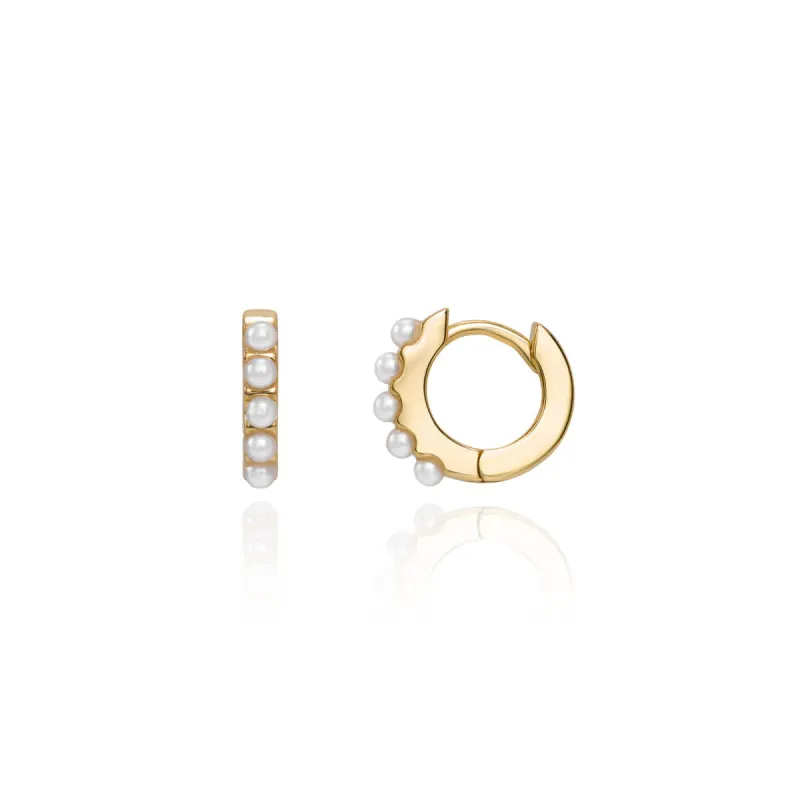 Pearl Huggie Hoop Earrings (Gold) sold by Abbott Lyon