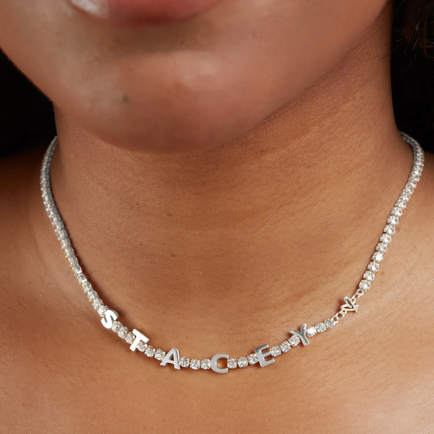Custom Name Tennis Necklace (Silver) sold by Abbott Lyon product image thumbnail 3