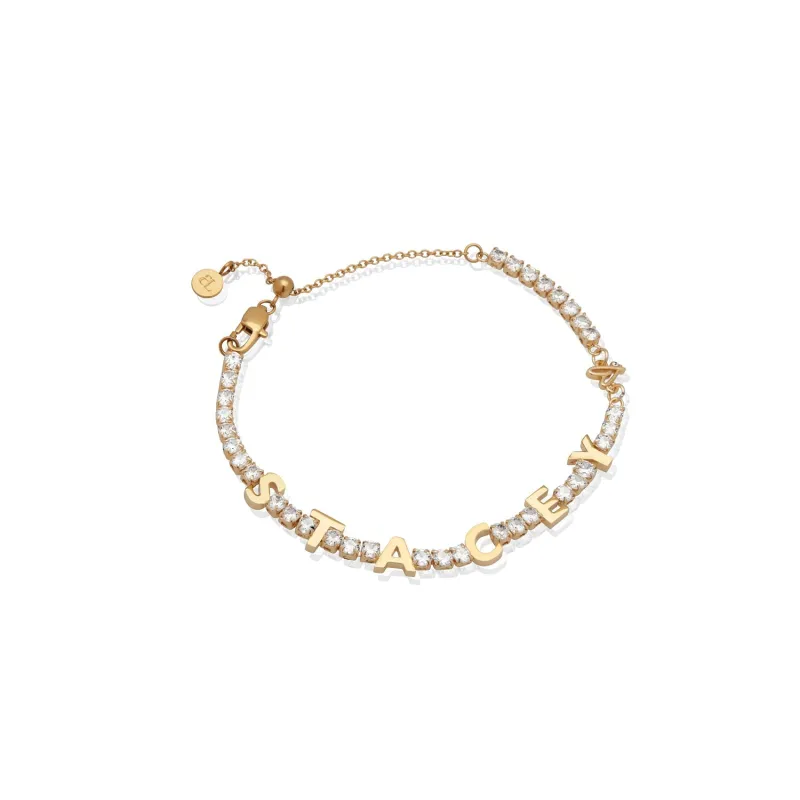 Custom Name Tennis Bracelet (Gold) sold by Abbott Lyon