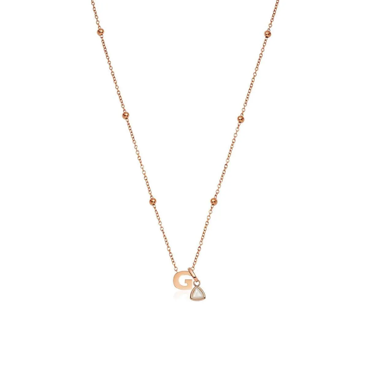 Mini Letter Sphere Necklace (Rose Gold) sold by Abbott Lyon
