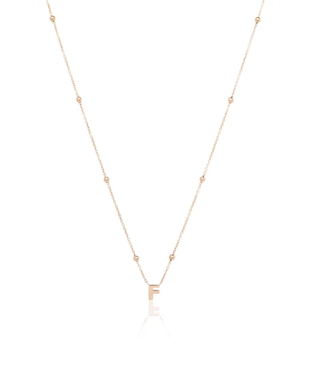 Mini Letter Sphere Chain Necklace (Rose Gold) sold by Abbott Lyon