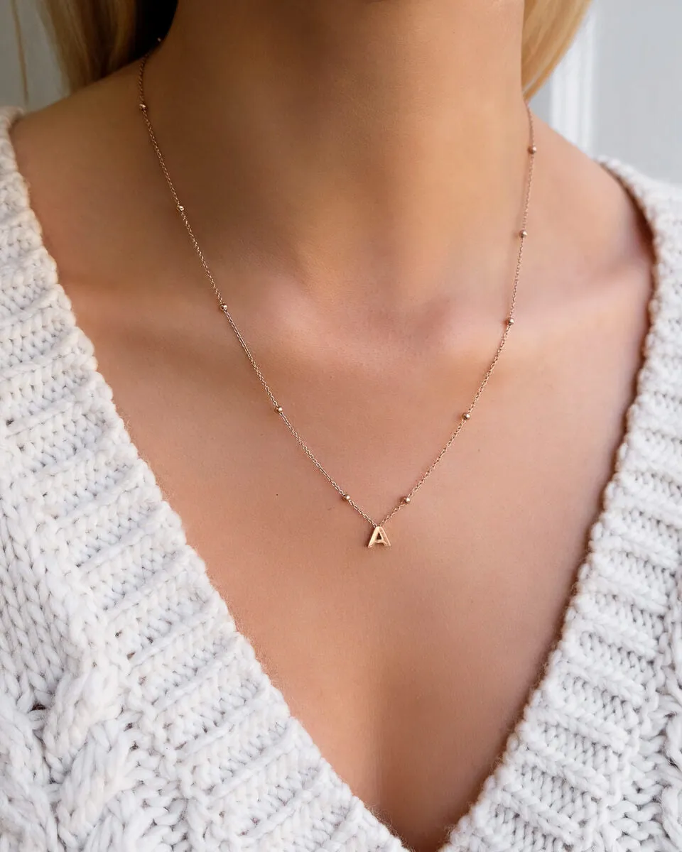 Mini Letter Sphere Chain Necklace (Rose Gold) sold by Abbott Lyon product image thumbnail 2