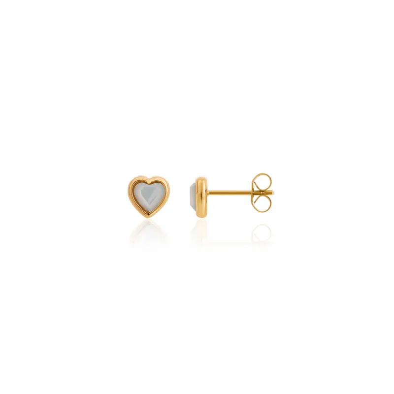 Mini Heart Birthstone Stud Earrings (Gold) sold by Abbott Lyon