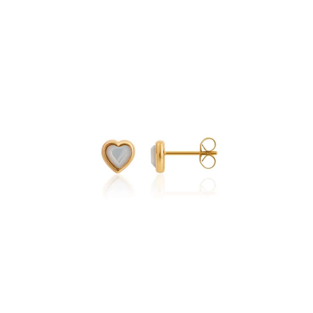 Mini Heart Birthstone Stud Earrings (Gold) sold by Abbott Lyon