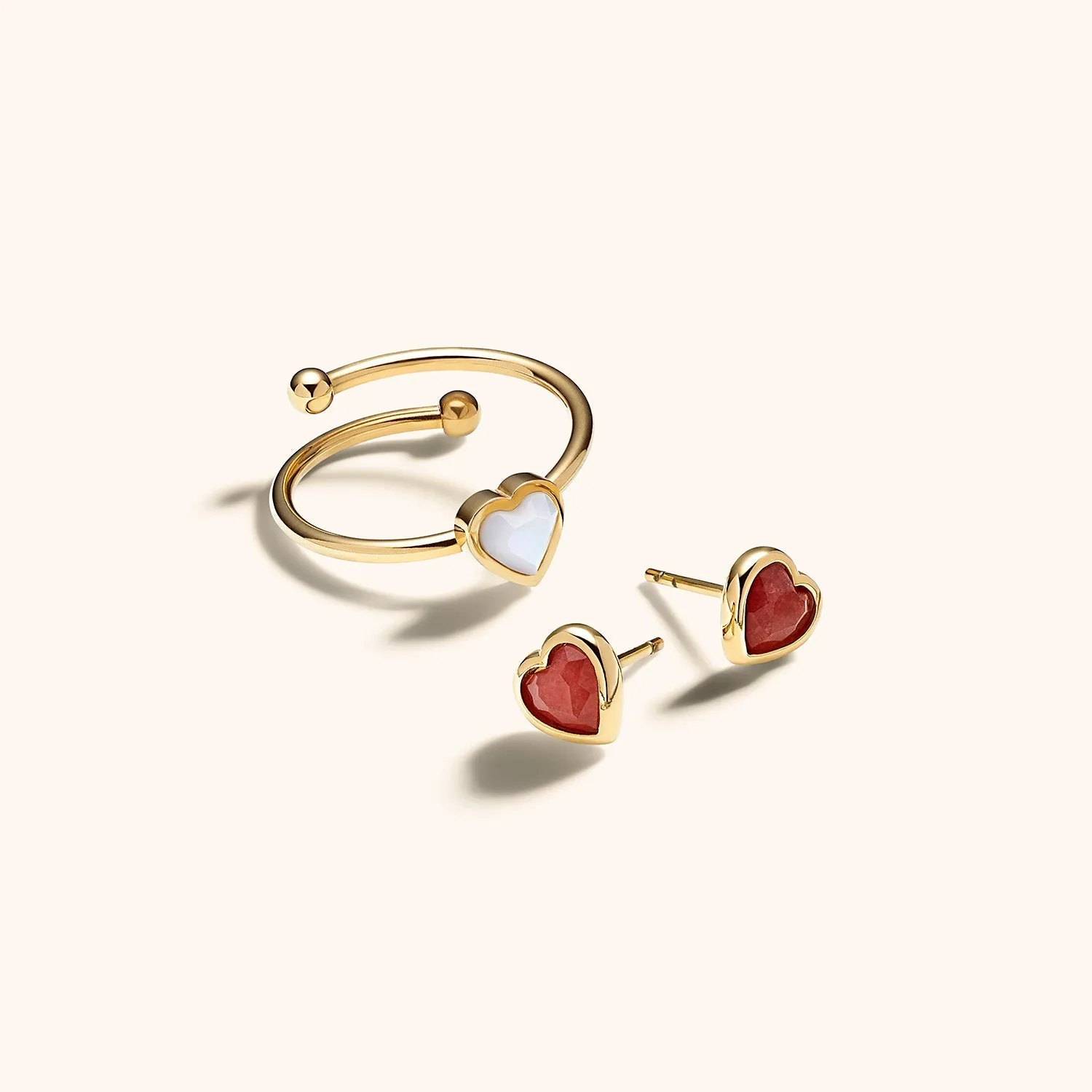 Mini Heart Birthstone Stud Earrings (Gold) sold by Abbott Lyon product image thumbnail 5