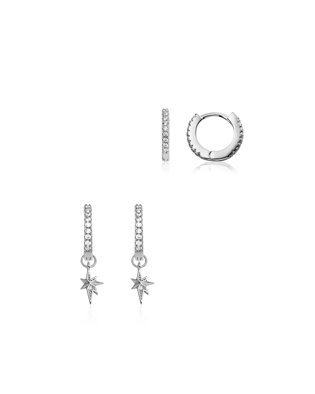 Sterling Silver Starburst Ear Set (Silver) sold by Abbott Lyon