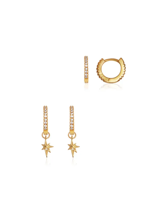 Sterling Silver Starburst Ear Set (Gold) sold by Abbott Lyon