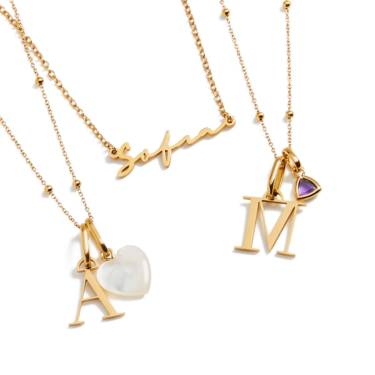 Personalised Initial & Droplet Birthstone Necklace (Gold) sold by Abbott Lyon product image thumbnail 5