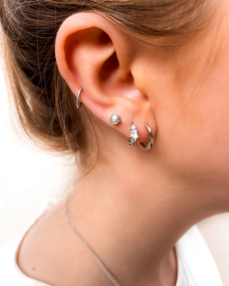 925 Sterling Silver Huggie Hoop Earrings (Silver) sold by Abbott Lyon product image thumbnail 2