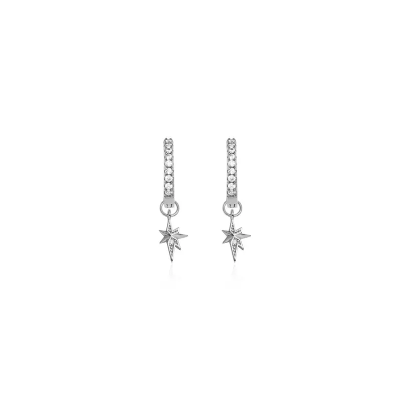 Sterling Silver Mini Starburst Crystal Earrings (Silver) sold by Abbott Lyon