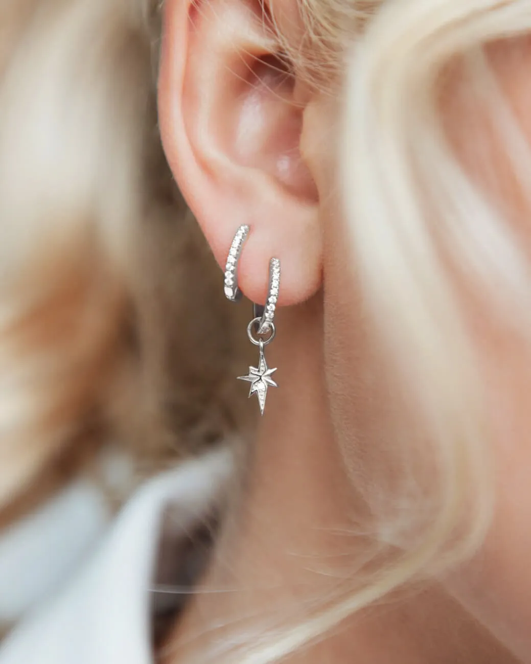 Sterling Silver Mini Starburst Crystal Earrings (Silver) sold by Abbott Lyon product image thumbnail 3