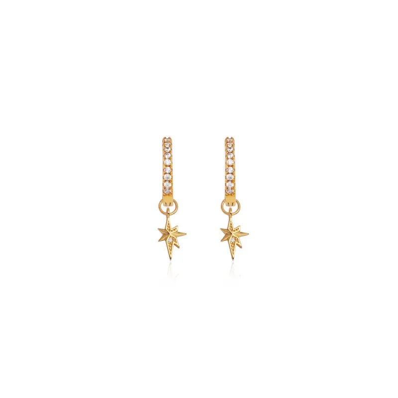 Sterling Silver Mini Starburst Crystal Earrings (Gold) sold by Abbott Lyon