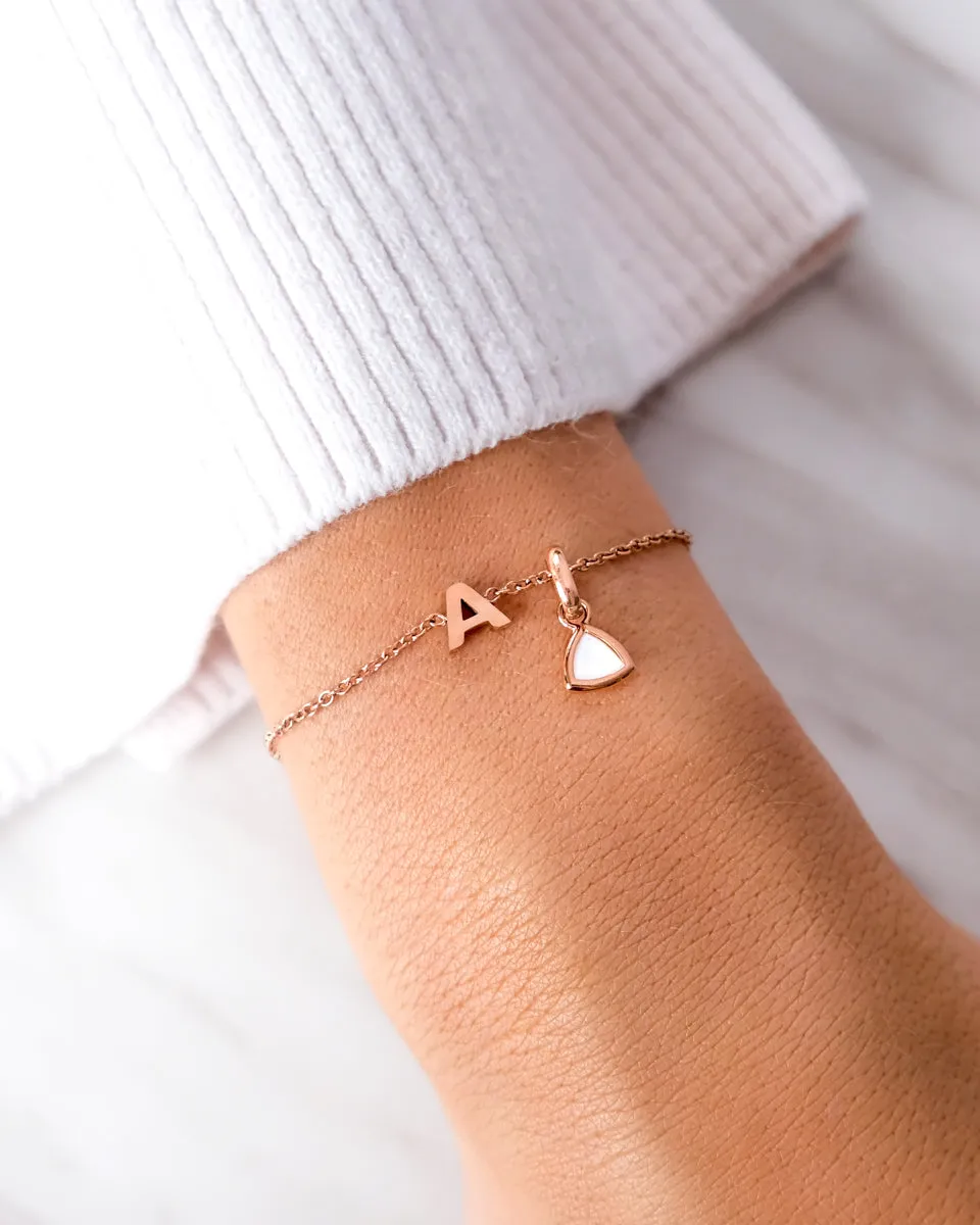 Birthstone & Made Mine Letter Bracelet (Rose Gold) sold by Abbott Lyon product image thumbnail 2