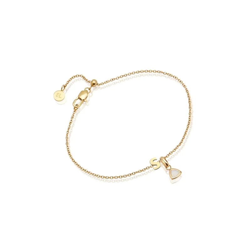 Birthstone & Little Luxe Letter Bracelet (Gold) sold by Abbott Lyon