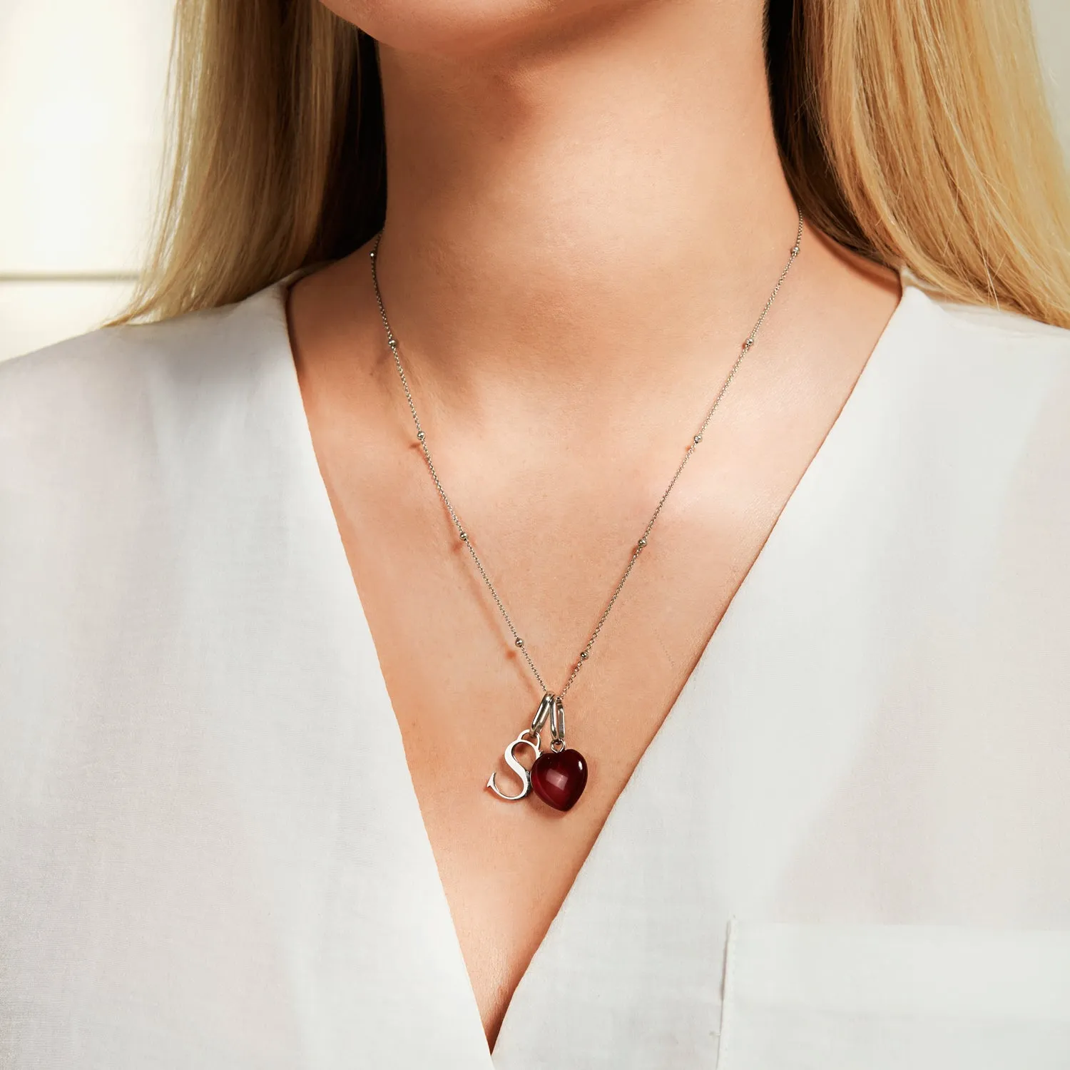 Personalised Initial & Birthstone Necklace (Silver) sold by Abbott Lyon product image thumbnail 5