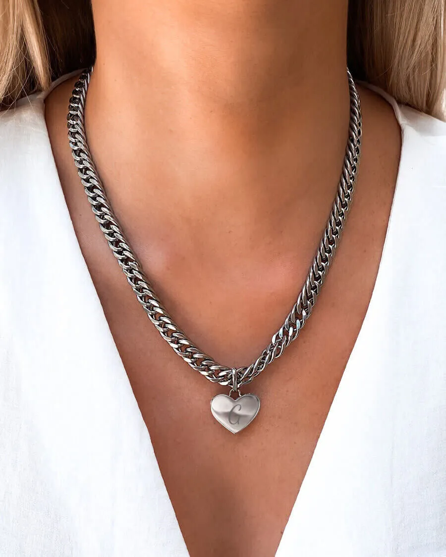 Heart Curb Chain Necklace (Silver) sold by Abbott Lyon product image thumbnail 2