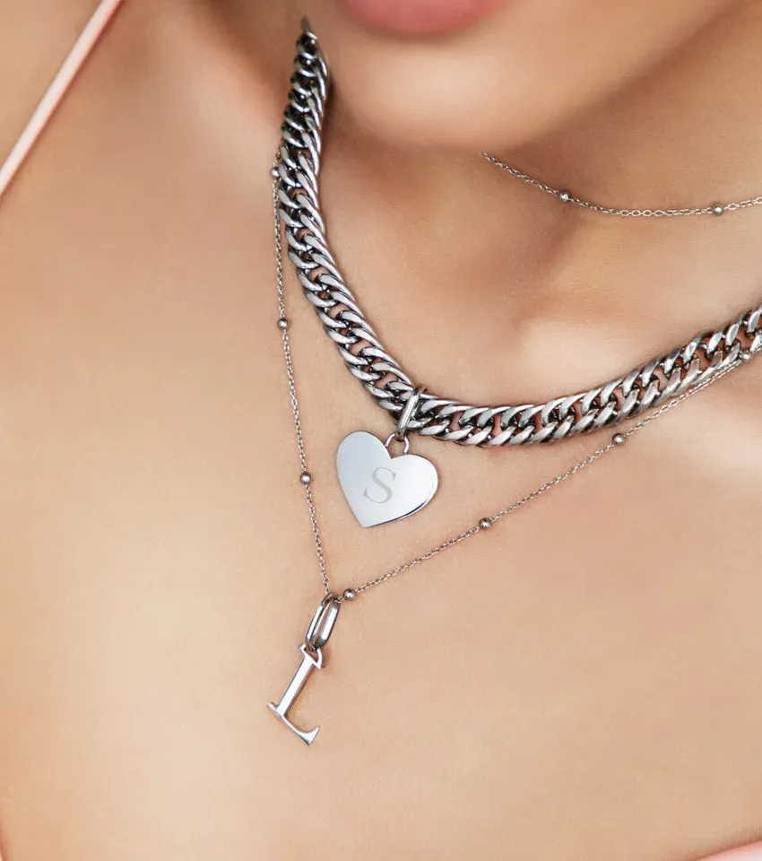 Heart Curb Chain Necklace (Silver) sold by Abbott Lyon product image thumbnail 3