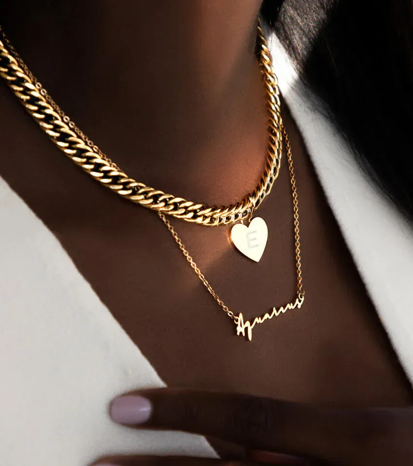 Heart Curb Chain Necklace (Gold) sold by Abbott Lyon product image thumbnail 4