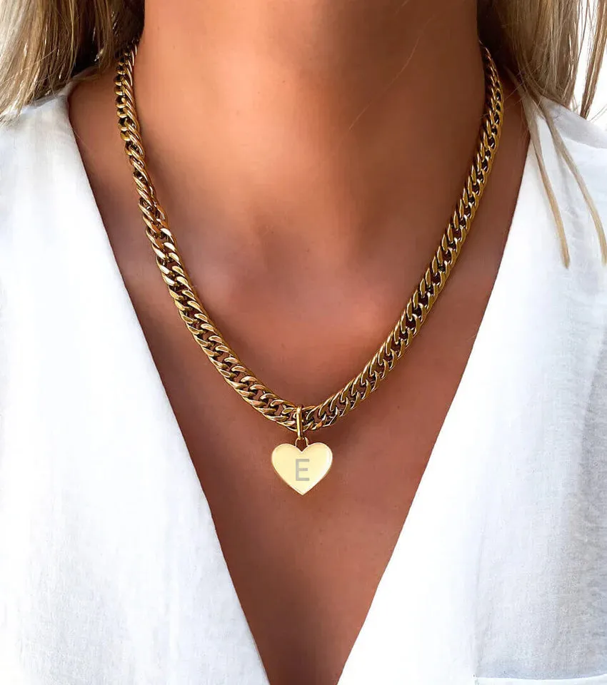 Heart Curb Chain Necklace (Gold) sold by Abbott Lyon product image thumbnail 2