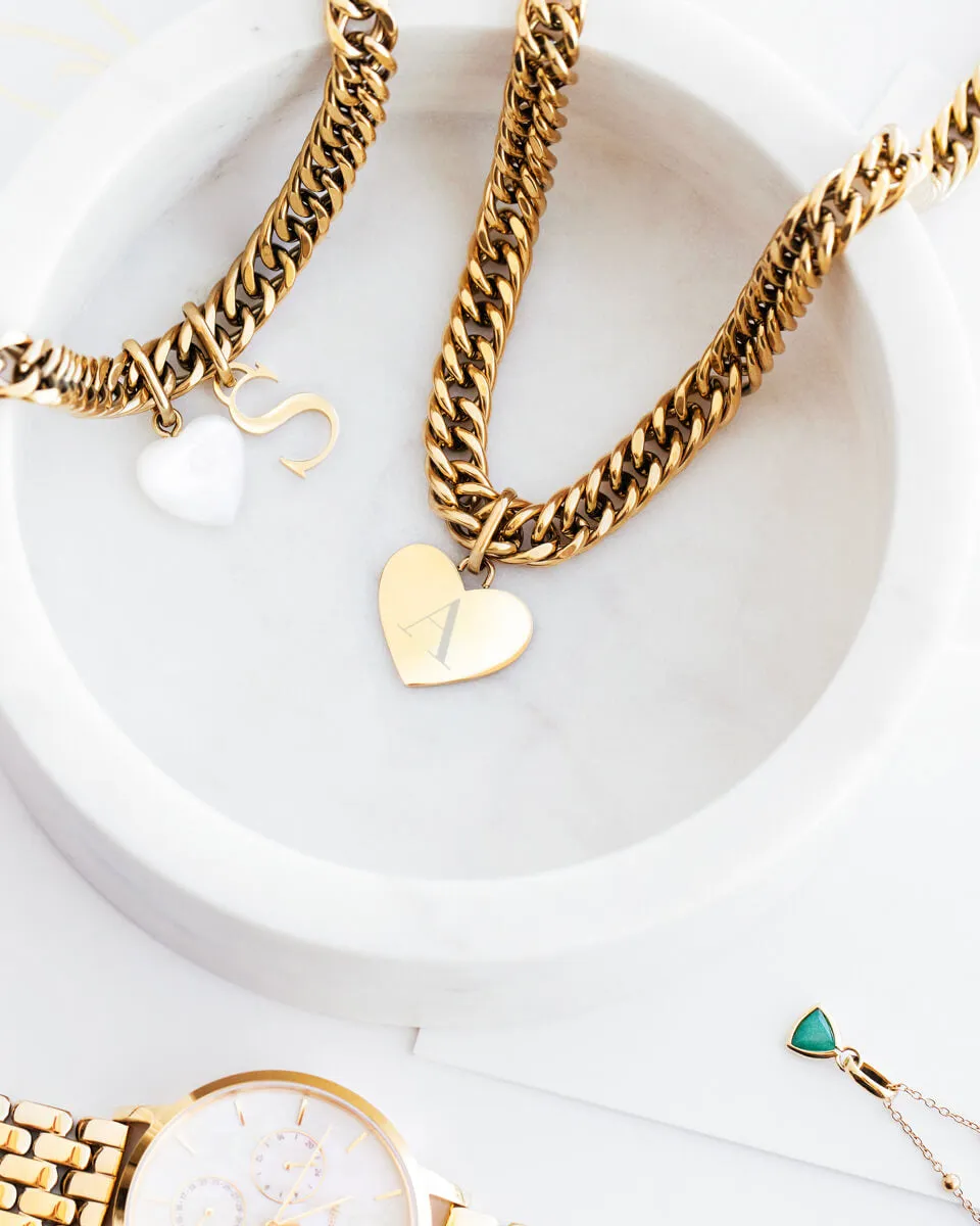 Heart Curb Chain Necklace (Gold) sold by Abbott Lyon product image thumbnail 5