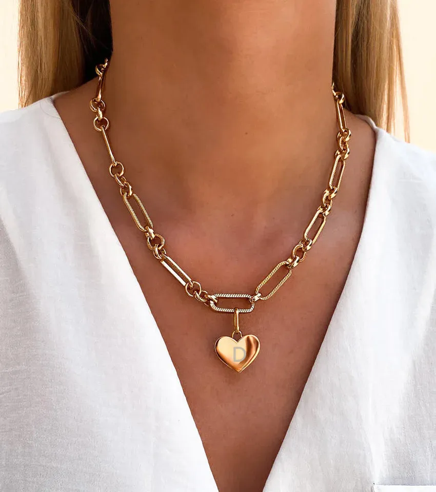 Heart Figaro Chain Necklace (Gold) sold by Abbott Lyon product image thumbnail 3