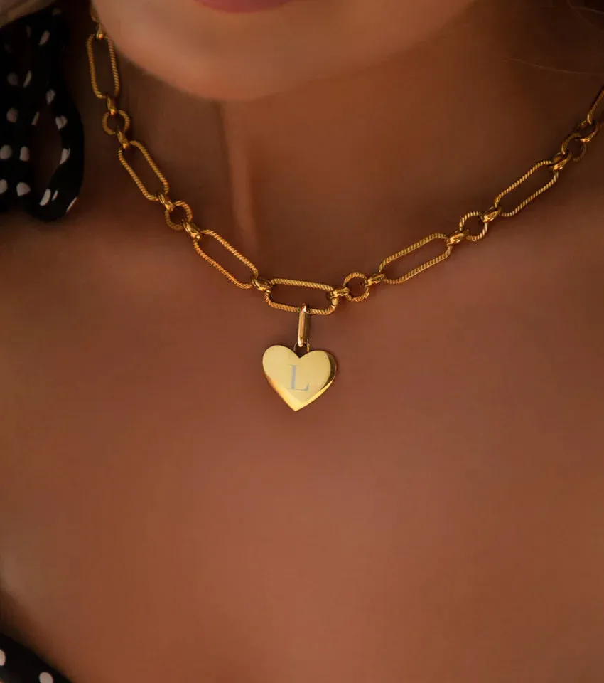 Heart Figaro Chain Necklace (Gold) sold by Abbott Lyon product image thumbnail 2