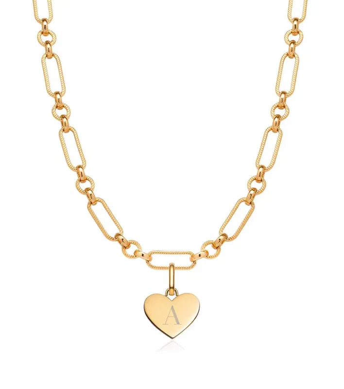 Heart Figaro Chain Necklace (Gold) sold by Abbott Lyon
