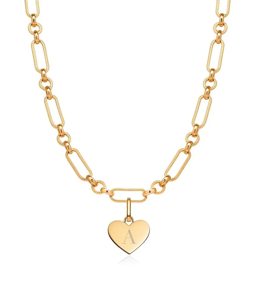 Heart Figaro Chain Necklace (Gold) sold by Abbott Lyon