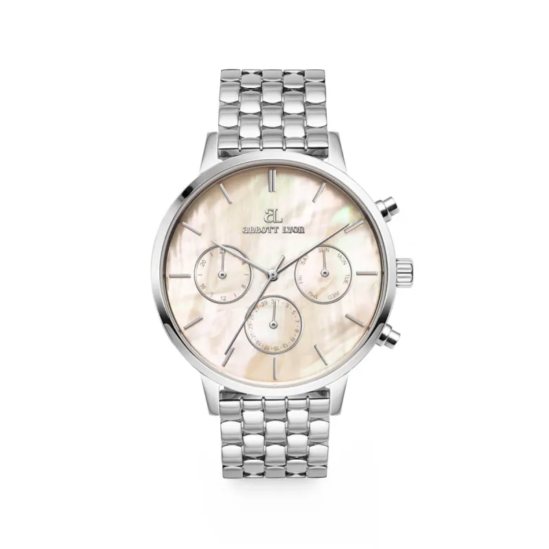 Silver Pearl Link Nueva 40 Watch made by Abbott Lyon
