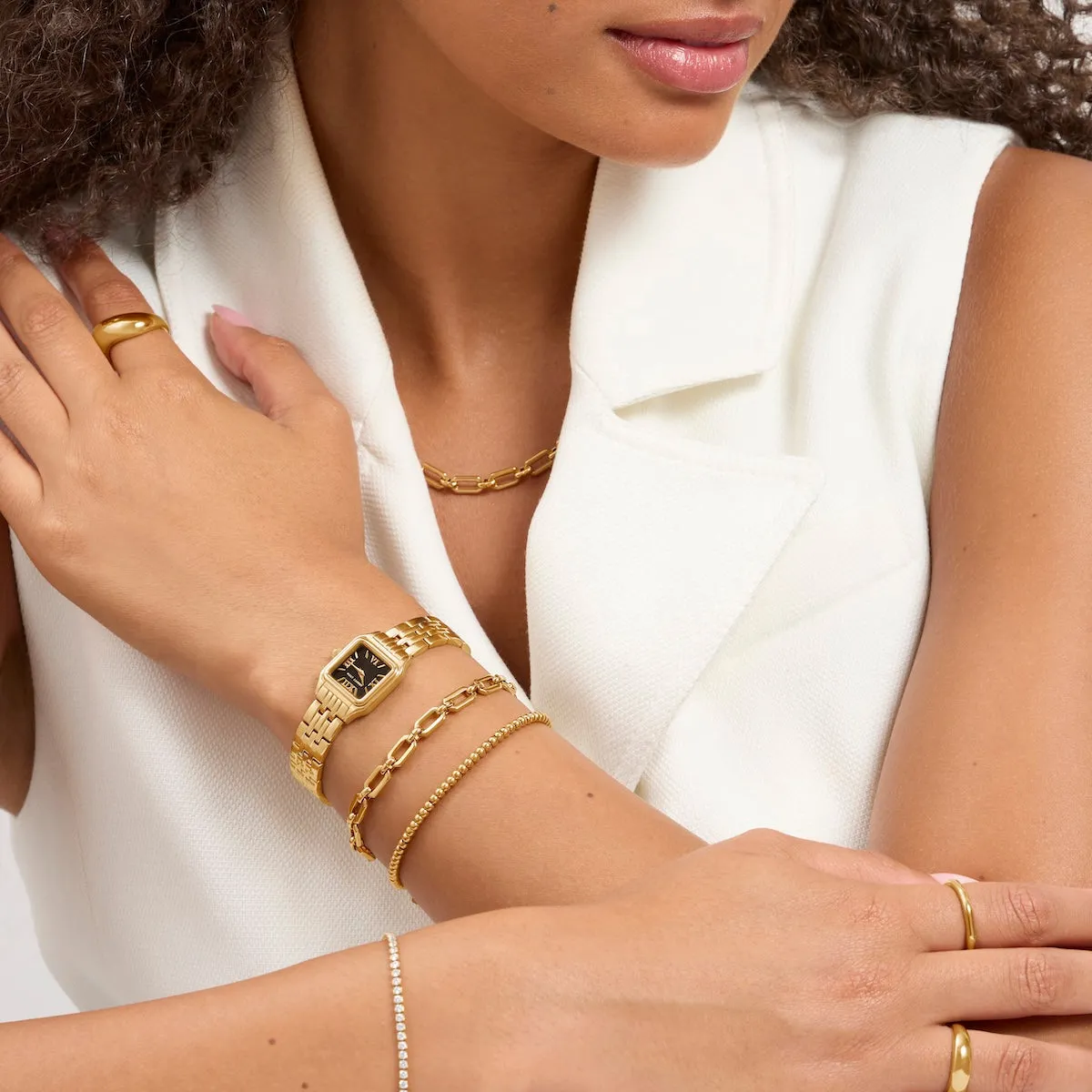 Black Essence Watch & Chain Bracelet Set (Gold) sold by Abbott Lyon product image thumbnail 3