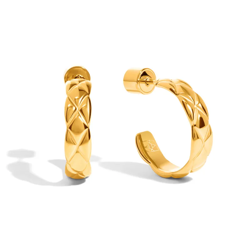 Quilted Hoop Earrings (Gold) sold by Abbott Lyon
