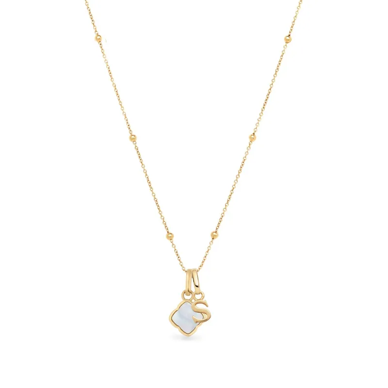 Pearl Clover & Initial Necklace (Gold) sold by Abbott Lyon