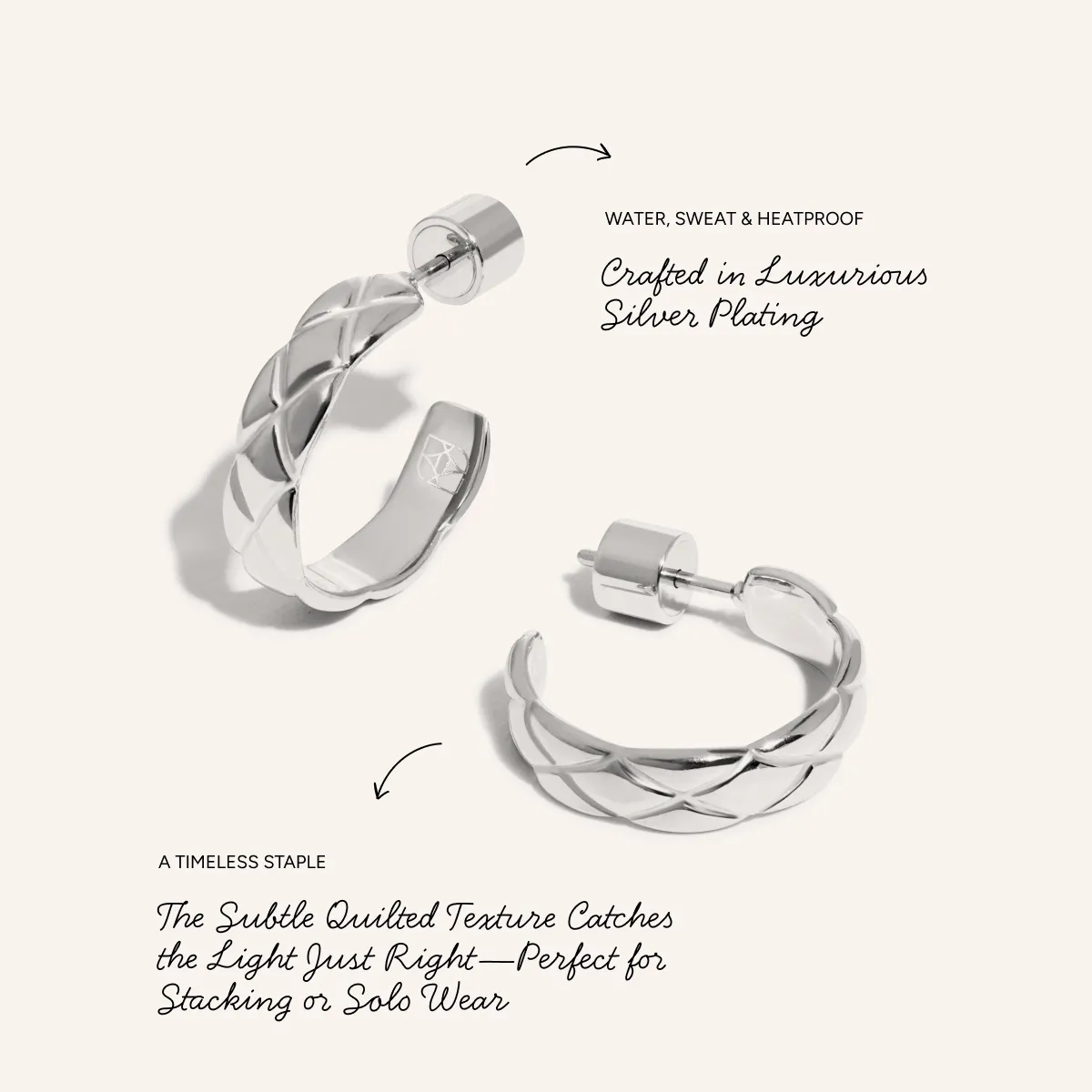 Quilted Hoop Earrings (Silver) sold by Abbott Lyon product image thumbnail 4