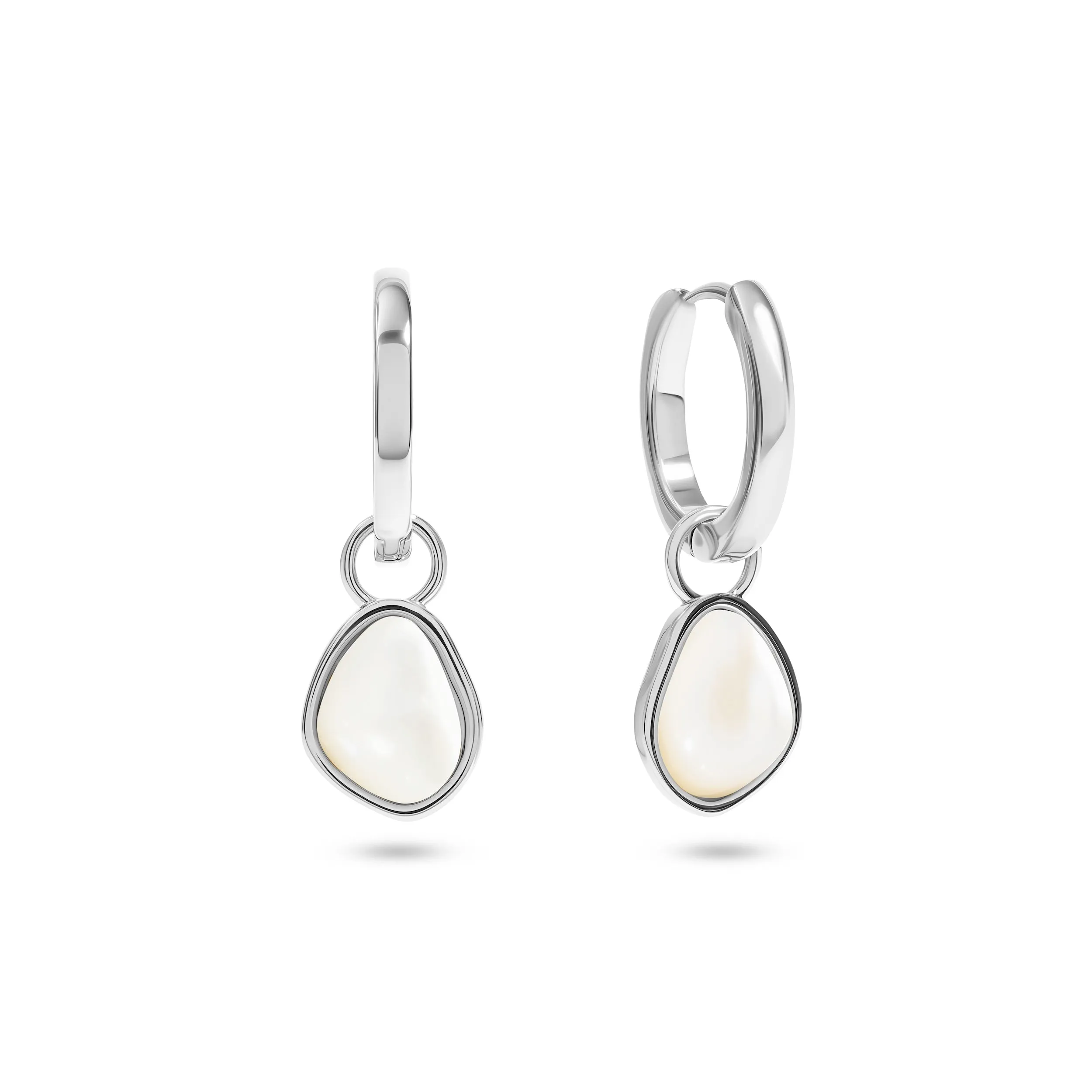 Organic Moonstone Huggie Earrings (Silver) sold by Abbott Lyon