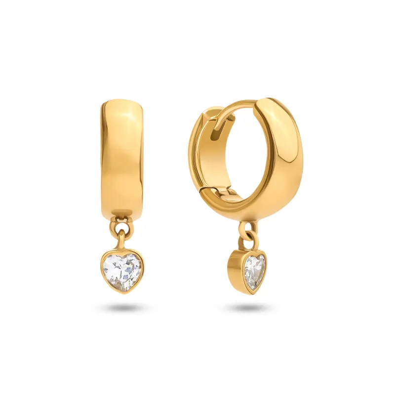 Chunky Heart Huggie Hoop Earrings (Gold) sold by Abbott Lyon